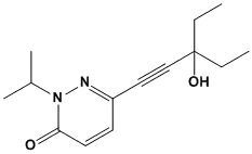 Molecular Structure of 487062-97-5 (3(2H)-Pyridazinone, 6-(3-ethyl-3-hydroxy-1-pentynyl)-2-(1-methylethyl)-)
